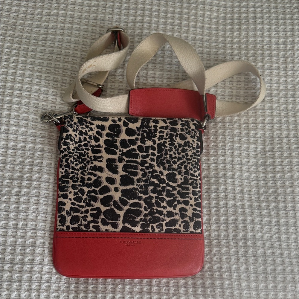 Coach Red and Animal Print Crossbody Bag